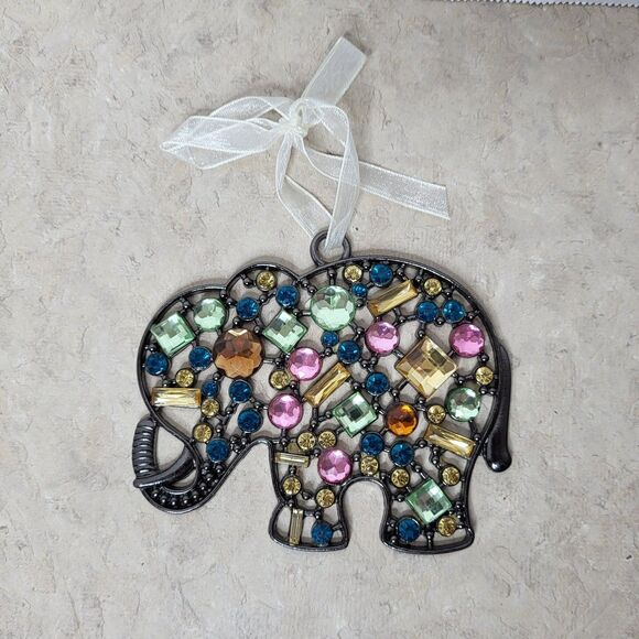 Other - Kirkland’s Jeweled Metal Elephant Christmas Ornament with Ribbon For Hanging